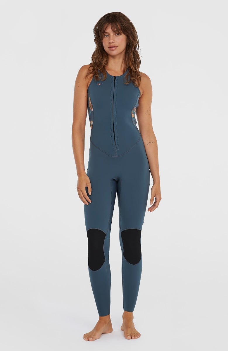 O'Neill Women's Bahia 1.5mm Front Zip Sleeveless Summer Wetsuit 2025 - Copenblu / Painted Tropics