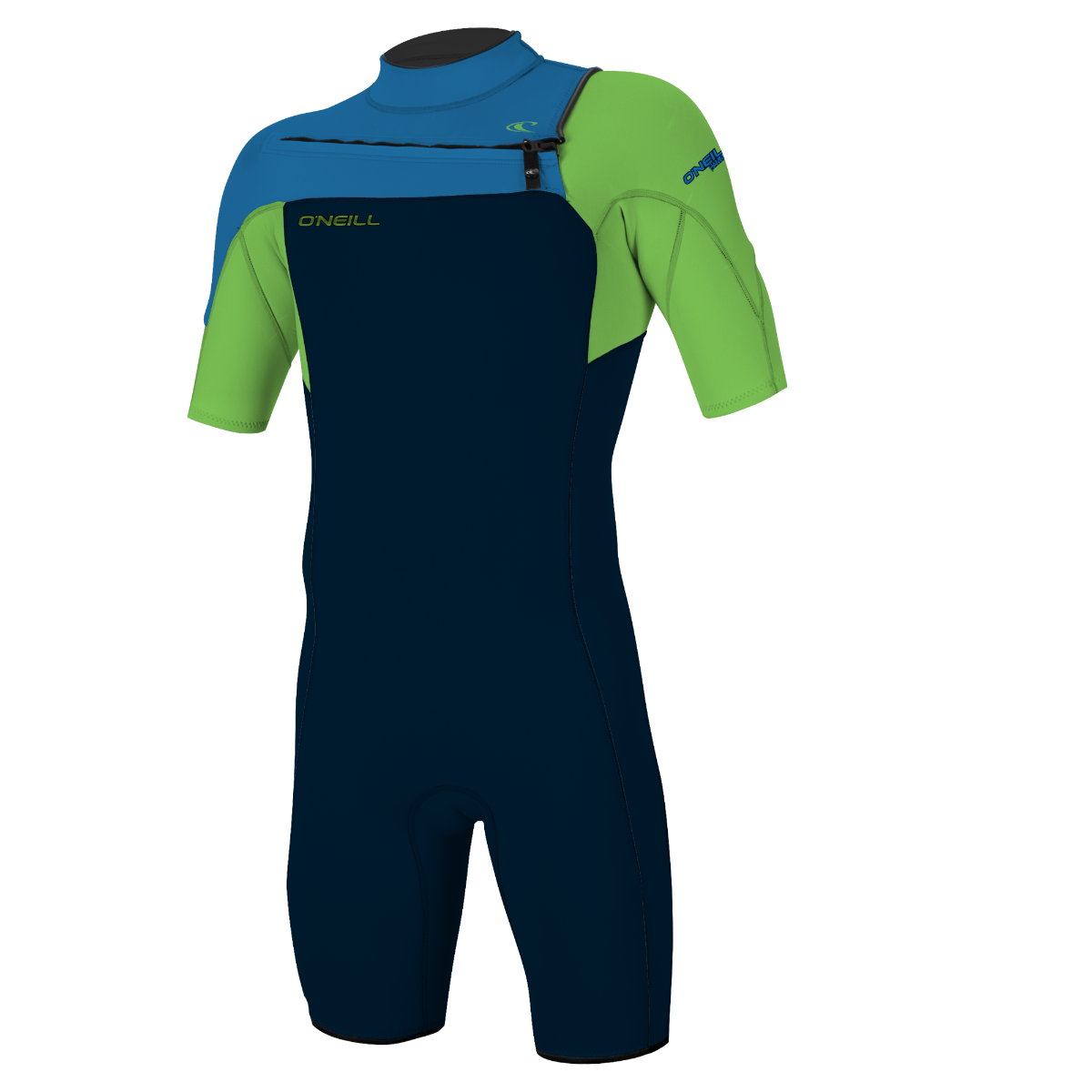 O'Neill Hammer 2mm Chest Zip Shorty Wetsuit - Abyss/Dayglo/Ocean