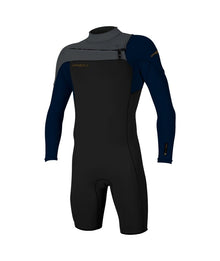 O'Neill Hammer 2mm Chest Zip LS Shorty in Black / Abyss / Graphite