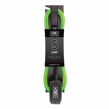Ocean and Earth Diamond 5ft Flex Comp Surf Leash 2021 - Lime - Full View