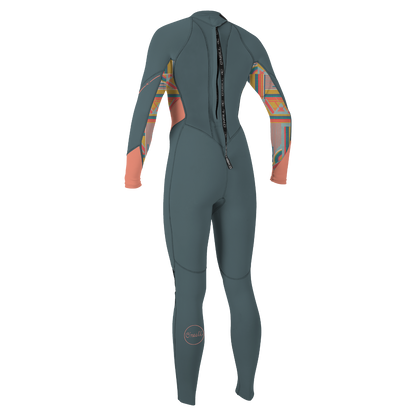 O'Neill Bahia 3/2mm Women's Back Zip Summer Wetsuit 2024 - Shade/Arta Geo/ Burnt Coral