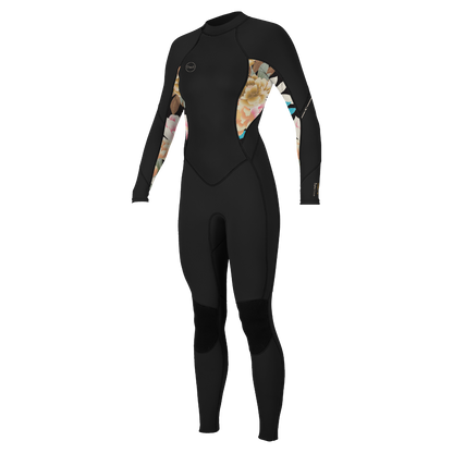 O'Neill Bahia 3/2mm Womens Back Zip Summer Wetsuit - Black / Mikah Floral