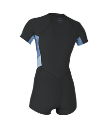 O'Neill Bahia 2/1mm Womens Front Zip Short Sleeve Shorty Wetsuit 2026 - Tempered Steel/ Surf Abstract/Chambray Blue
