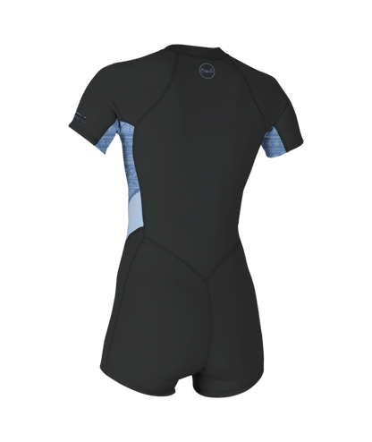 O'Neill Bahia 2/1mm Womens Front Zip Short Sleeve Shorty Wetsuit 2026 - Tempered Steel/ Surf Abstract/Chambray Blue