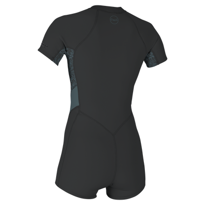 O'Neill Womens Bahia 2/1mm Front Zip Short Sleeve Shorty (UK 10) SAMPLE - Tempered Steel/Shaded Island Sky/Shade