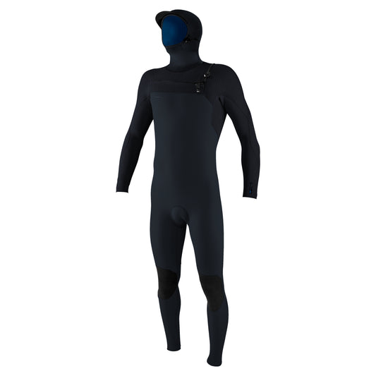 O'Neill Hyperfreak 5/4+mm Chest Zip w/Hood Winter Wetsuit in Carbon / Dark Slate