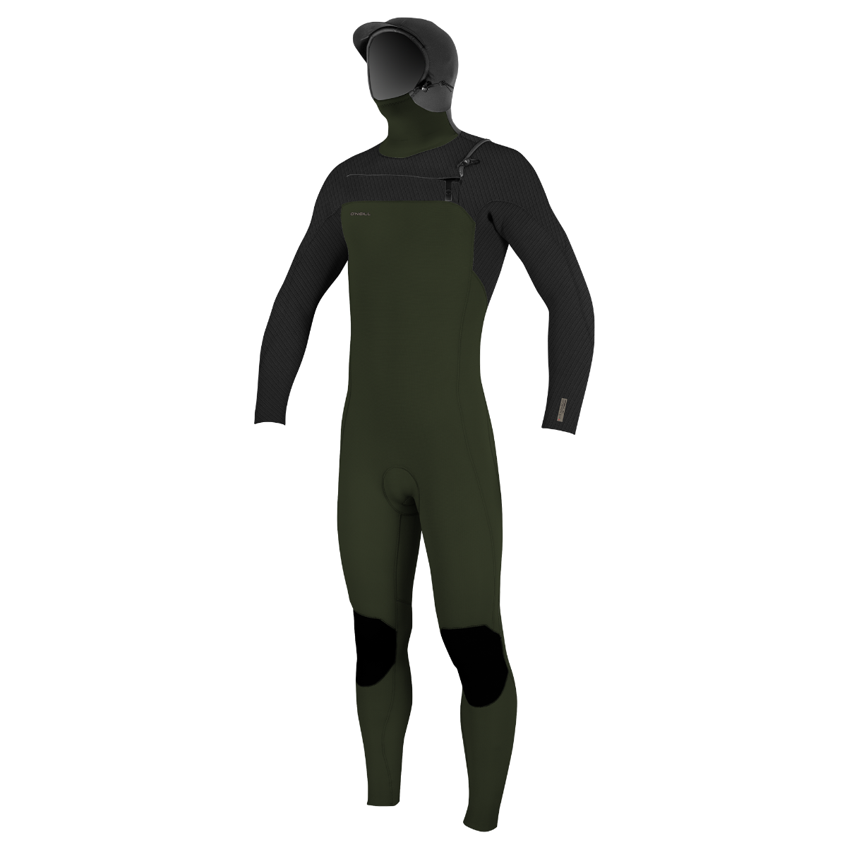 O'Neill Hyperfreak 5/4+mm Hooded Winter Wetsuit in Black / Ranger
