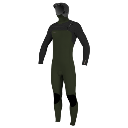 O'Neill Hyperfreak 5/4+mm Hooded Winter Wetsuit in Black / Ranger