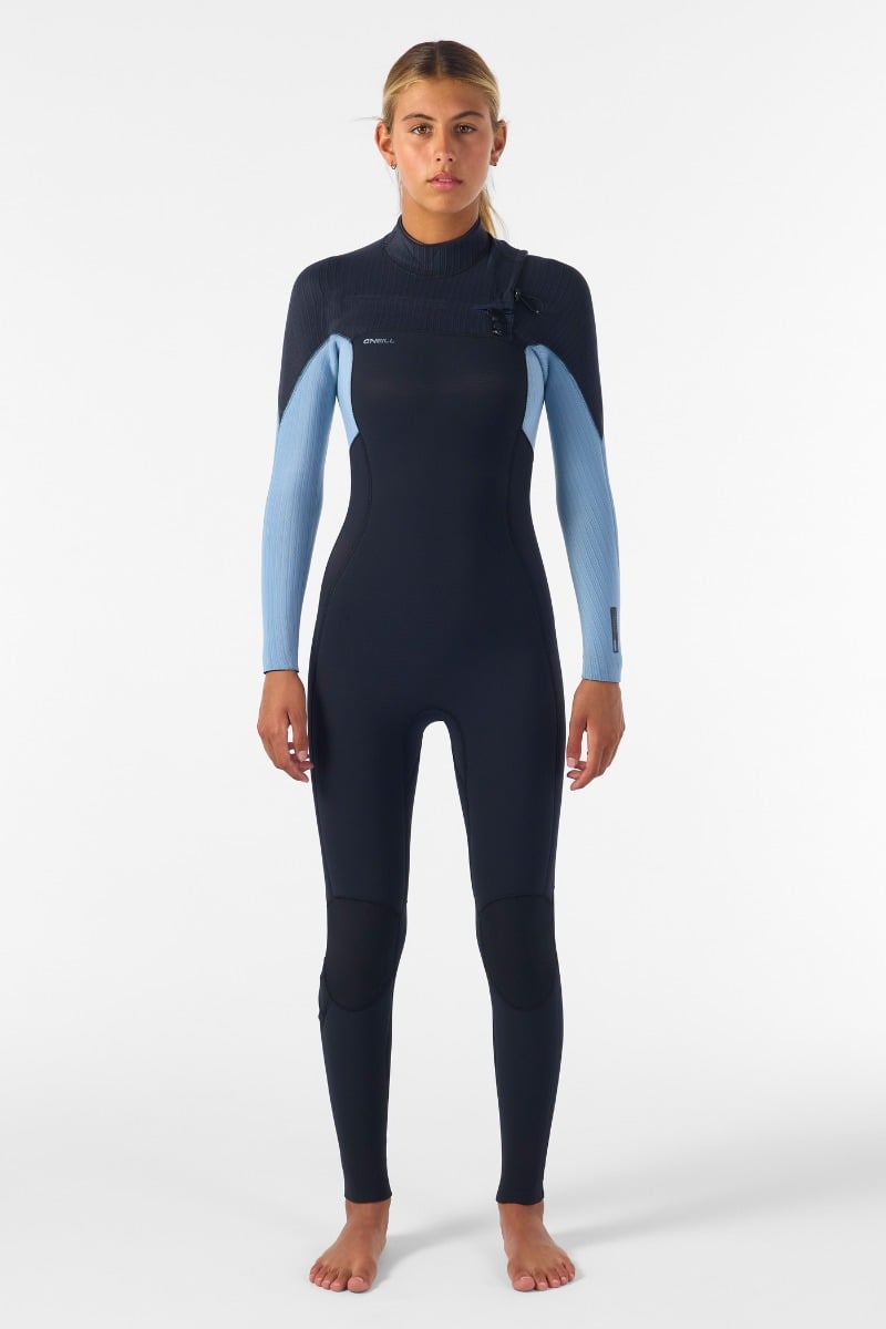 O'Neill Womens Hyperfreak 4/3+mm Chest Zip Wetsuit (UK 10) SAMPLE - Black/Faded Denim