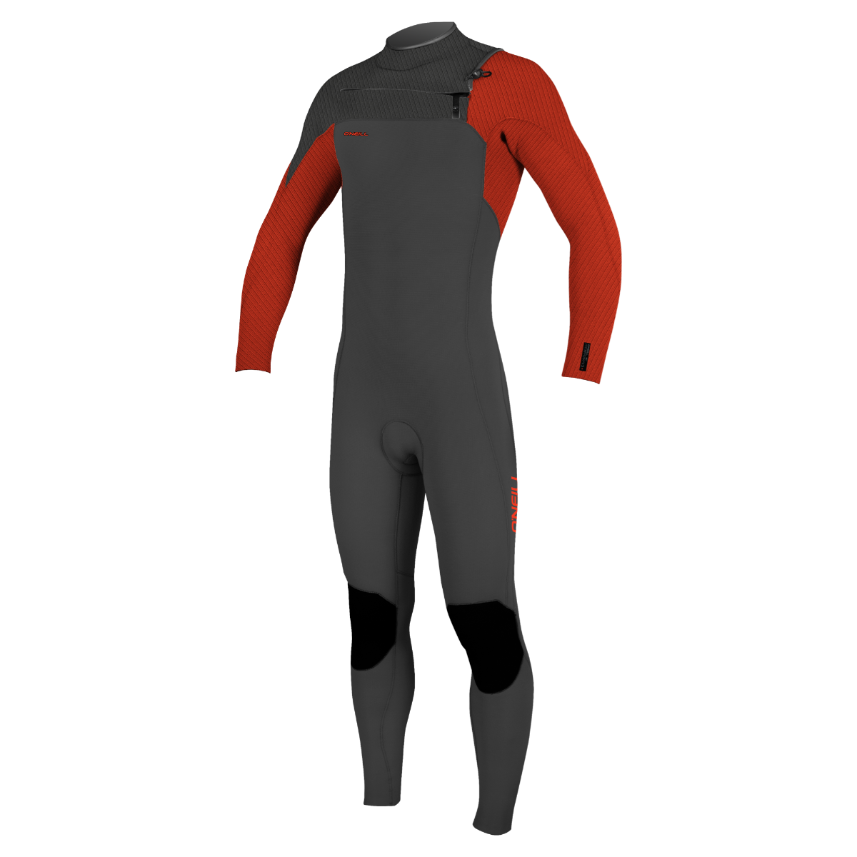 O'Neill Hyperfreak 4/3mm Youth Chest Zip Wetsuit - Raven/Fire Red - Front