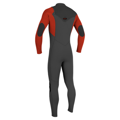 O'Neill Hyperfreak 4/3mm Youth Chest Zip Wetsuit - Raven/Fire Red - Back