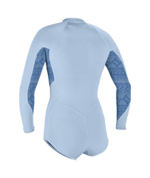 O'Neill Womens Bahia 2/1mm Front Zip L/S Shorty 2026 - Chambray Blue / Surf Abstract