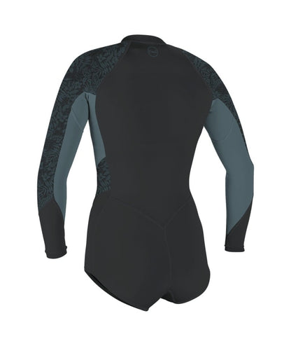 O'Neill Womens Bahia 2/1mm Front Zip L/S Shorty 2026 - Tempered Steel / Shade / Shaded Island Sky