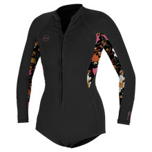 O'Neill Bahia 2/1mm Womens Long Sleeve Front Zip Shortie Wetsuit 2025 - Black/Bluemechn