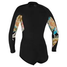 O'Neill Bahia 2/1mm Women's Front Zip Long Arm Shorty 2025 - Black / Mikah Floral