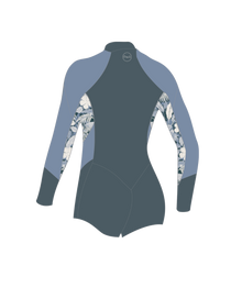 O'Neill Bahia 2/1mm Women's Front Zip Long Arm Shorty 2025 - Shade / Palmento Tropic / Faded Denim