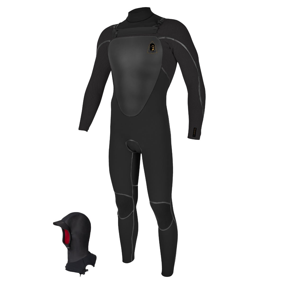 O'Neill Mutant 5/4mm Chest Zip W/Hood (Medium) SAMPLE in Black/Tempered Steel