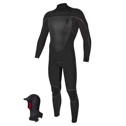 O'Neill Mutant 5/4mm Chest Zip W/Hood (Medium) SAMPLE in Black/Tempered Steel