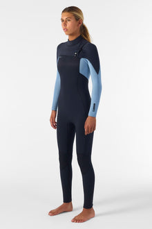 O'Neill Womens Hyperfreak 5/4+mm Chest Zip Winter Wetsuit 2026 - Black / Faded Denim