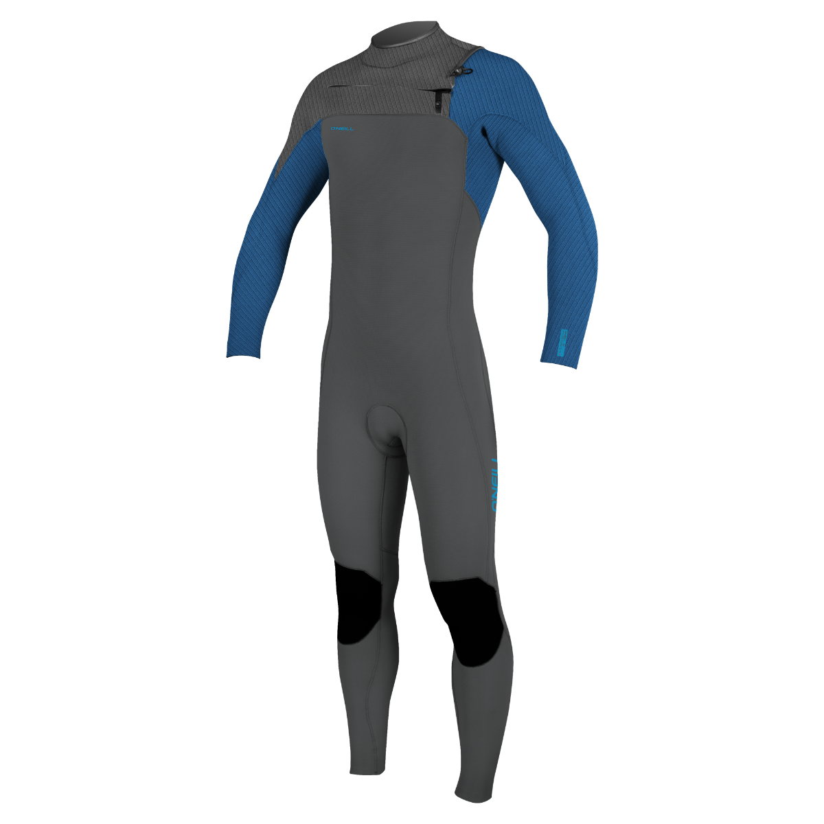 O'Neill Hyperfreak 5/4mm Youth Chest Zip Wetsuit - Smoke/Bali Blue - Front