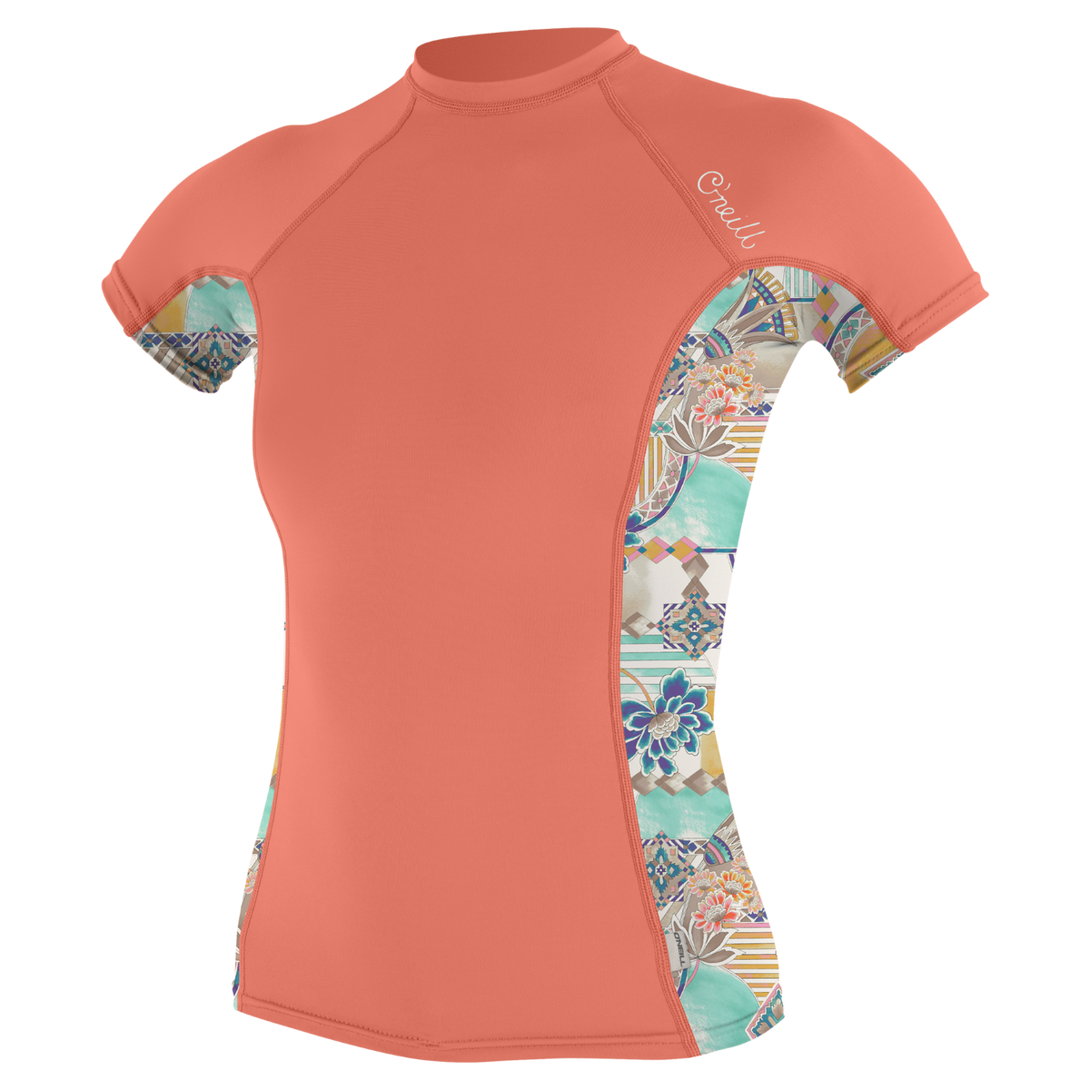 O'Neill Women's Side Print S/S Rash Guard - Nectar/Zephora