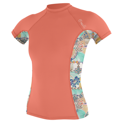O'Neill Women's Side Print S/S Rash Guard - Nectar/Zephora