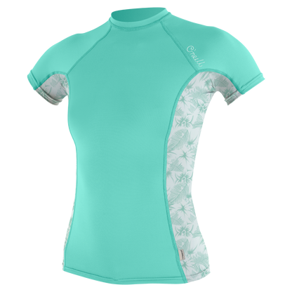 O'Neill Women's Side Print S/S Rash Guard - Opal/Mirage Tropical