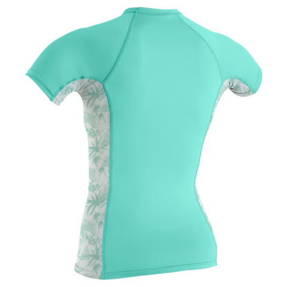 O'Neill Women's Side Print S/S Rash Guard - Opal/Mirage Tropical