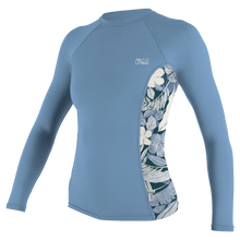 O'Neill Side Print Womens Long Sleeve Rash Guard - Faded Denim /Palmento Tropical