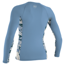 O'Neill Side Print Women's Long Sleeve Rash Guard - Faded Denim /Palmento Tropical