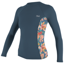 O'Neill Side Print Womens Long Sleeve Rash Guard - Copen Blue / Painted Tropics