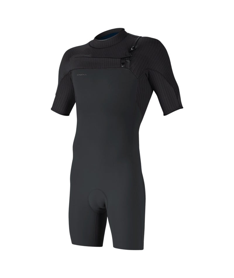 O'Neill Hyperfreak 2mm Chest Zip Short Sleeve Shorty in Tempered Steel / Graphite