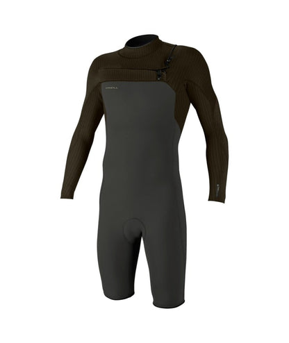 O'Neill Hyperfreak 2mm Chest Zip L/S Shorty (Medium) SAMPLE in Raven/Army