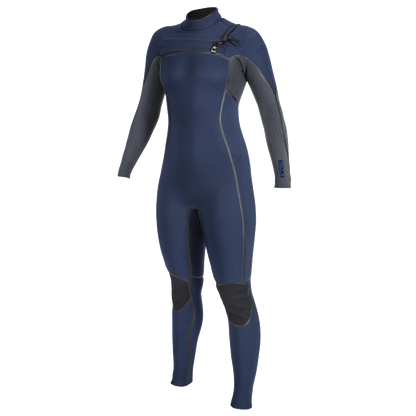 O'Neill Hyperfreak Fire 4/3+mm Chest Zip Wetsuit - Navy/Shade - Front