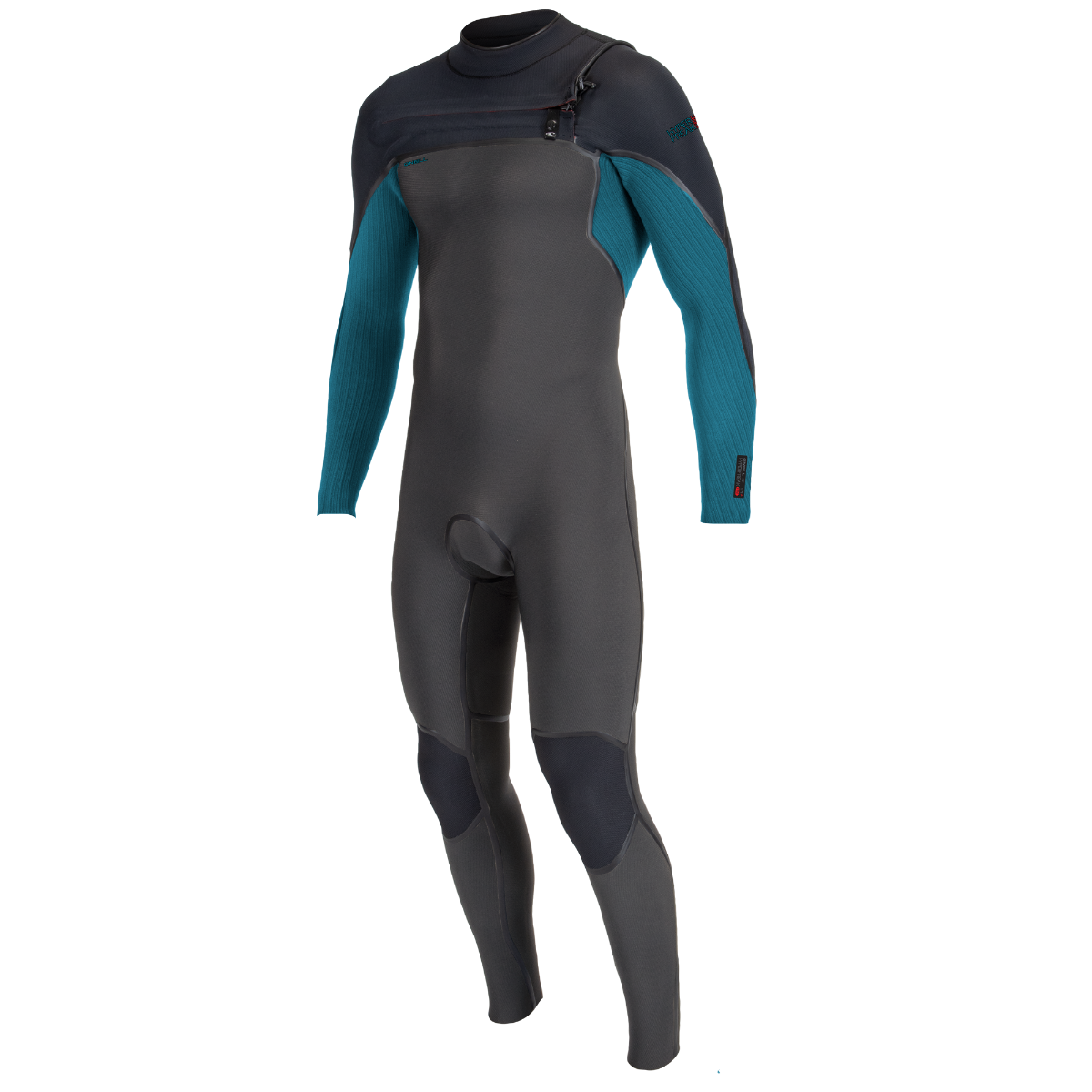 O'Neill Hyperfreak Fire 5/4+mm Youth Chest Zip Wetsuit - Midnight/Tidal Blue - Front