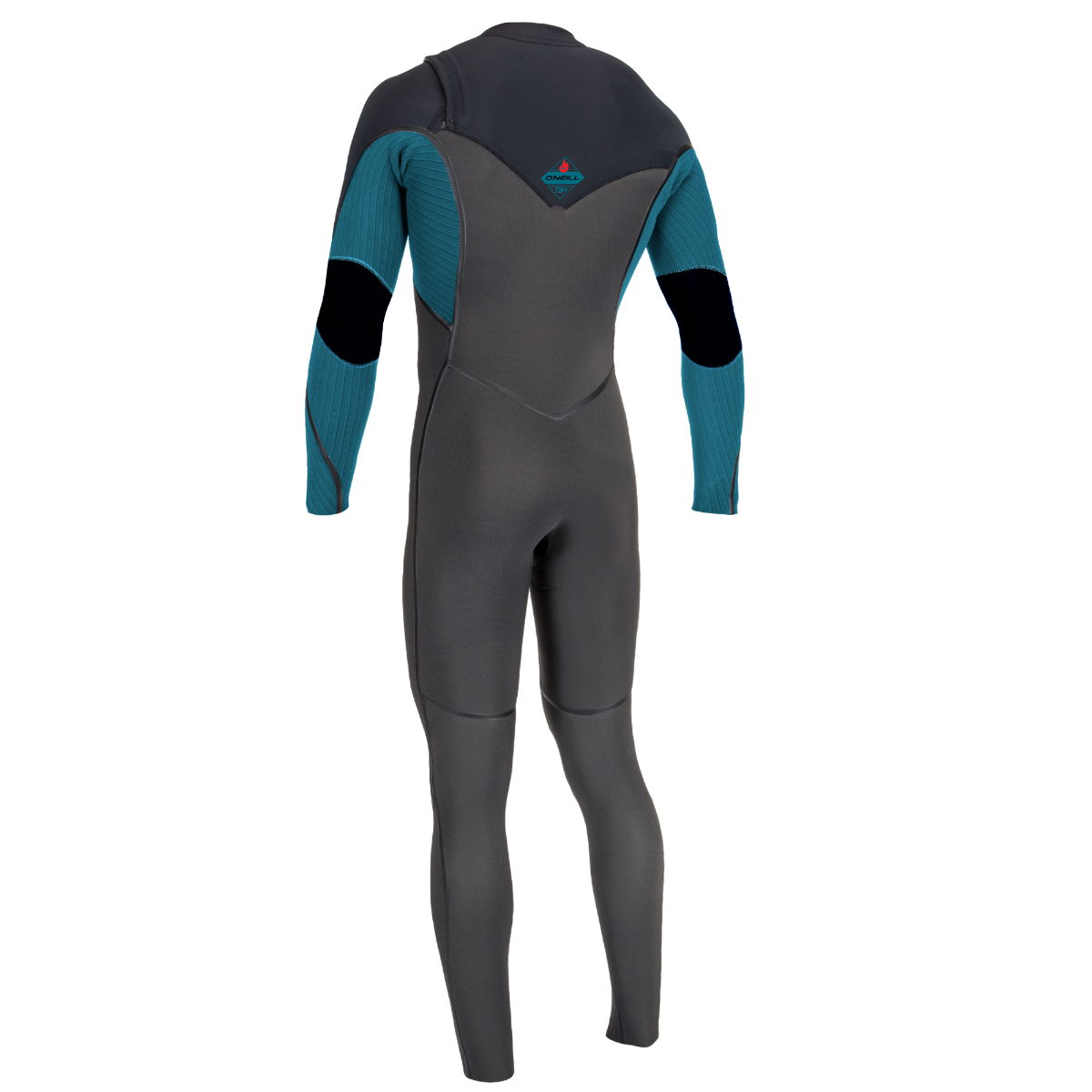 O'Neill Hyperfreak Fire 5/4+mm Youth Chest Zip Wetsuit - Midnight/Tidal Blue - Back