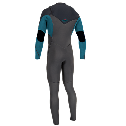 O'Neill Hyperfreak Fire 5/4+mm Youth Chest Zip Wetsuit - Midnight/Tidal Blue - Back