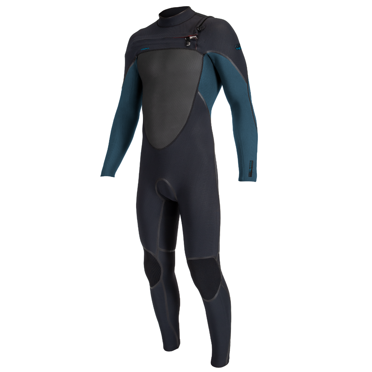 O'Neill Psycho Tech 5/4+mm Youth Chest Zip Wetsuit - Black/Cadet Blue - Front