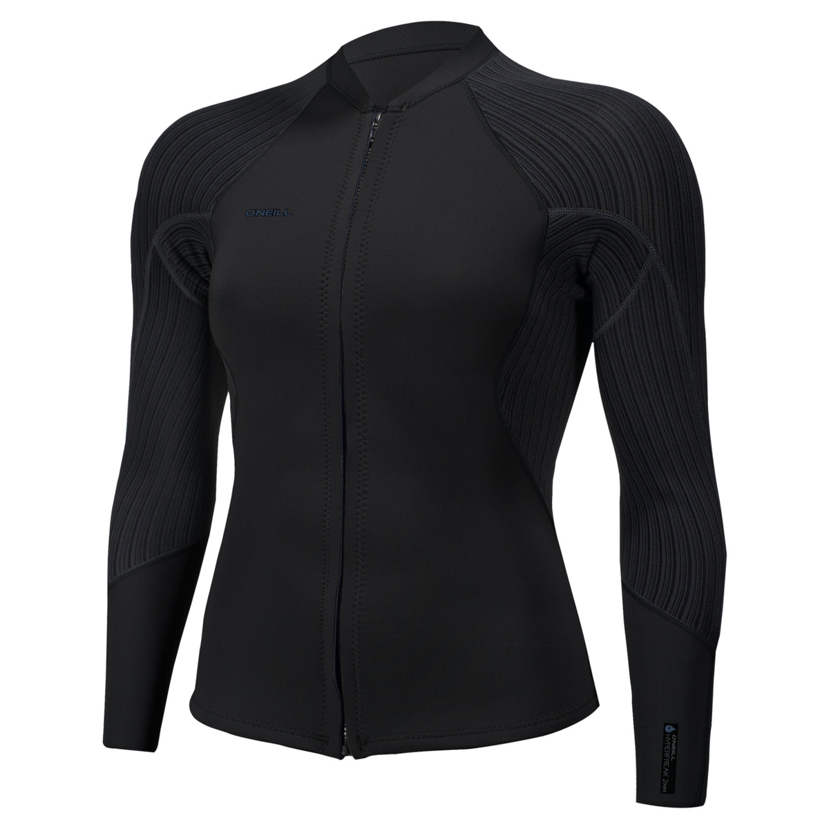 O'Neill Womens Hyperfreak 2/1.5mm Front Zip Wetsuit Jacket in Black