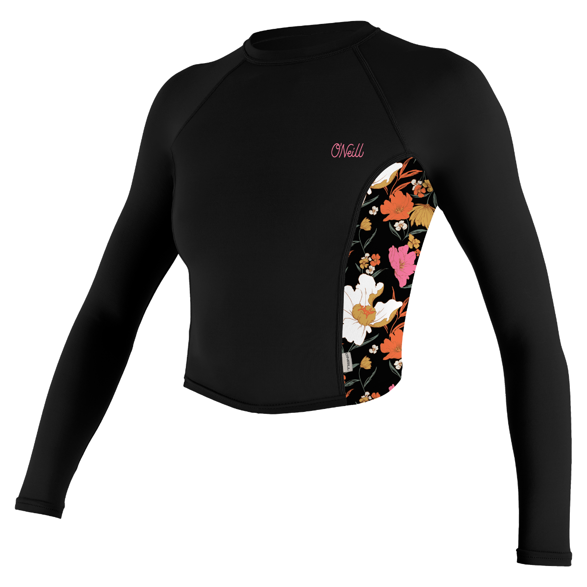 O'Neill Womens Long Sleeve Crop Top (Small) SAMPLE  - Black/Blumchen