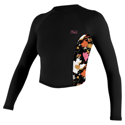O'Neill Womens Long Sleeve Crop Top (Small) SAMPLE  - Black/Blumchen