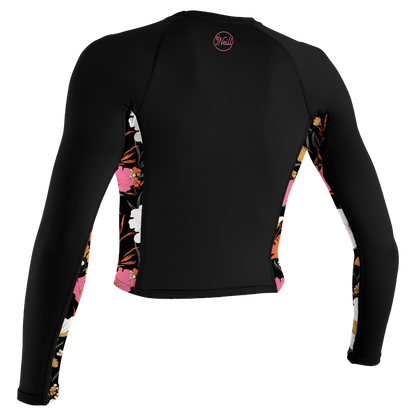 O'Neill Womens Long Sleeve Crop Top (Small) SAMPLE  - Black/Blumchen