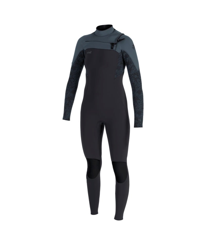 O'Neill Womens Epic 4/3mm Chest Zip Wetsuit in Tempered Steel / Shaded Island Sky / Shade