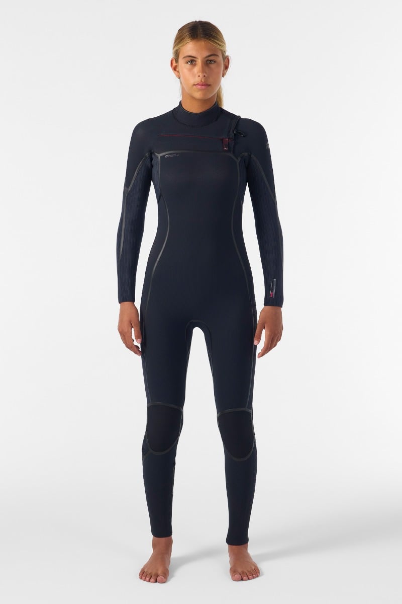 O'Neill Womens Hyperfreak Fire 5/4+mm Chest Zip Winter Wetsuit 2026 - Black
