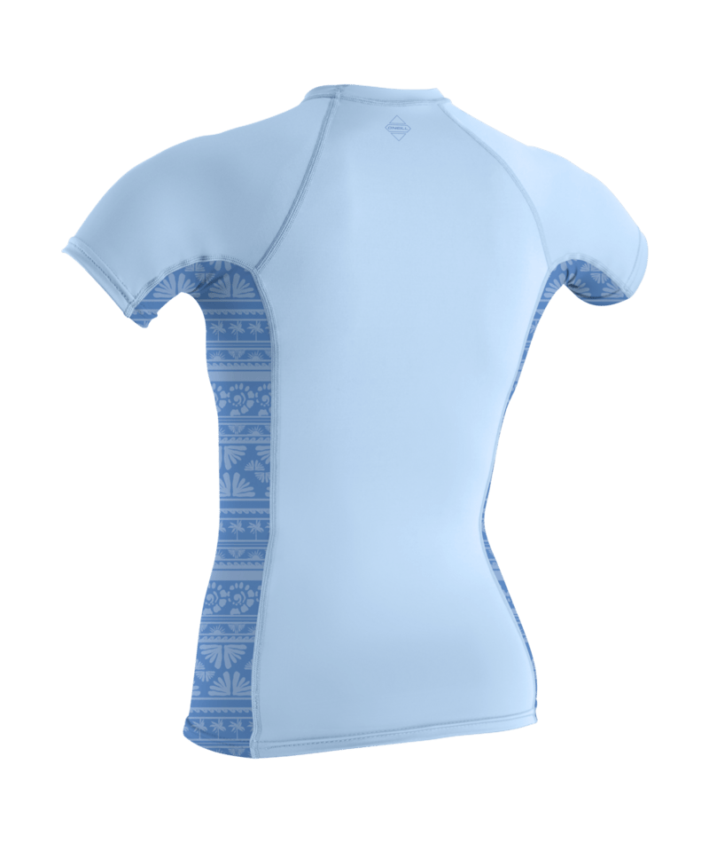 O'Neill Hyperfreak Womens Skins Short Sleeve Rash Guard  - Chamber Ray Blue/ Surf Abstract