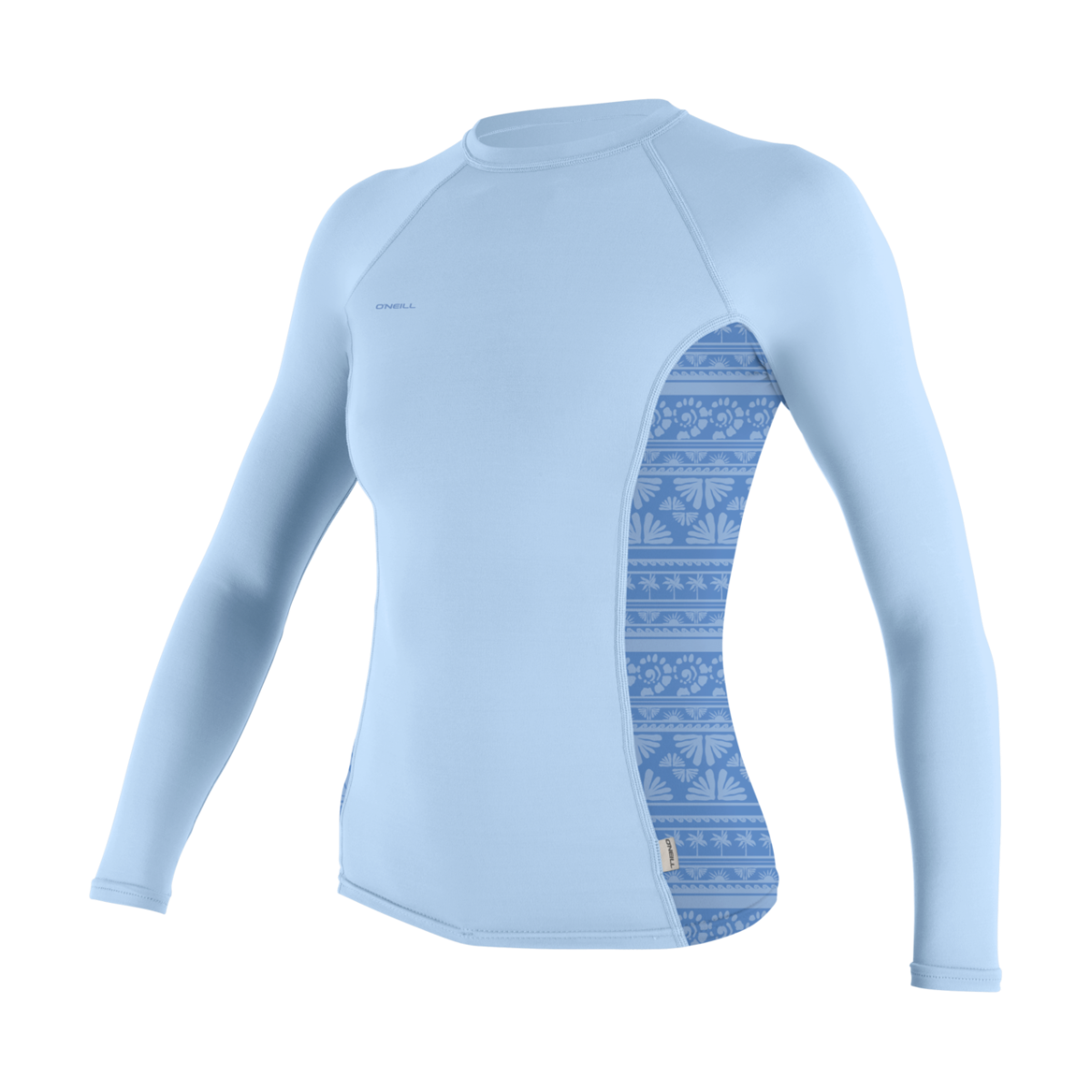 O'Neill Womens Hyperfreak Skins Long Sleeve Rash Guard (Small) SAMPLE - Chambray Blue/Surf Abstract