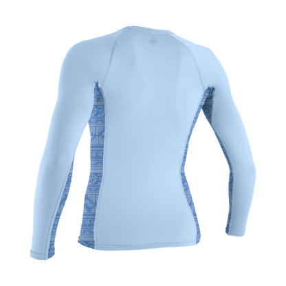 O'Neill Womens Hyperfreak Skins Long Sleeve Rash Guard (Small) SAMPLE  - Chambray Blue/Surf Abstract