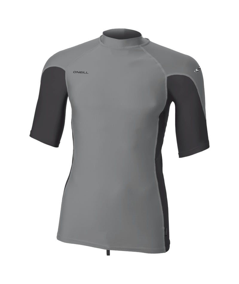 O'Neill Youth Hyperfreak Skins Short-Sleeved Rash Guard in Smoke / Tempered Steel - SAMPLE - Age 12
