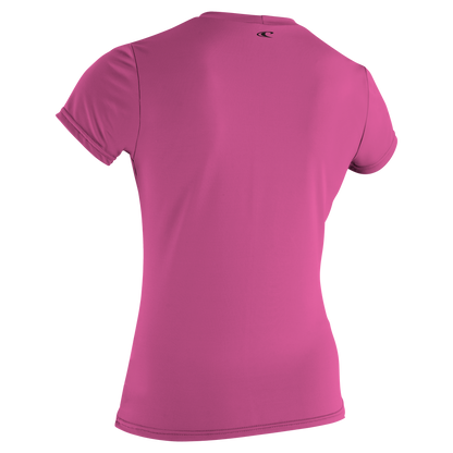 O'Neill Basic Skins Womens Short Sleeve SAMPLE Slim Sun Shirt - Fox Pink