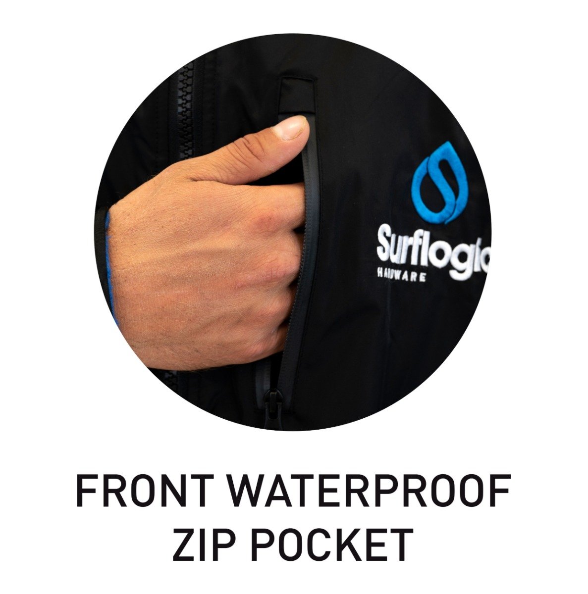Surflogic Storm Short Sleeve Robe - Black - pocket